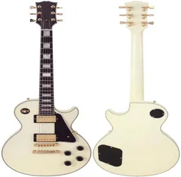 В Stock Custom Deluxe Vintage White Electric Guitar Ebony Fendbord Fret Переплет для золотого оборудования Chibson OEM Guitars3430272