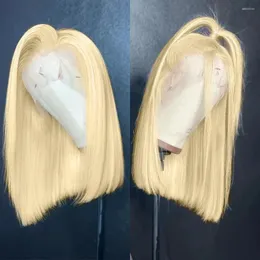 Luvin 13x6 Blonde Bob Wig Brazilian Straight 613 Short Lace Frontal HD Front Human Hair黒人女性のためのgluellesswigs