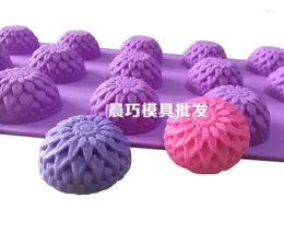 Baking Moulds Silicone Cake Mold Biscuit Mould Fruit Building Fifteen Holes Chrysanthemum Molds 018