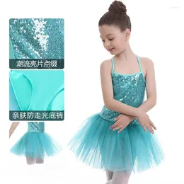 Scene Wear Red Sequines Ballerina Fairy Prom Party Costume Girls Dance Gymnastic Ballet Leotard Tutu Dress