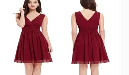 2022 Burgundy Short Bridesmaid Dresses Country v Neck Ruched Chiffon Maid of Honor Prom Party Barty Party بالإضافة إلى حجم مخصص بموجب 506062687