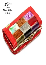 Qianxilu marka mody Ladies Geometryczna torebka portfel moneta karta Porte Monnaie Femme Carteira de Couro Women Portfel1606440