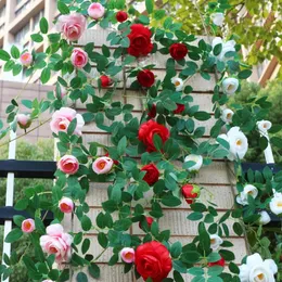 装飾的な花シミュレートされたバラのつる装飾camellia人工花シルクプラスチック