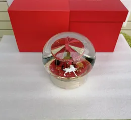 Carrossel de bola de neve elétrica decorar dentro de 2019 Globo de cristal de luxo para o presente de aniversário de novidade de Natal Have A Gift Box8586980
