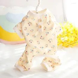 Dog Apparel Pajamas For 2024 Spring And Summer Thin Four Legged Clothes Dogs Homewear Waffle Fragmented Flower Small