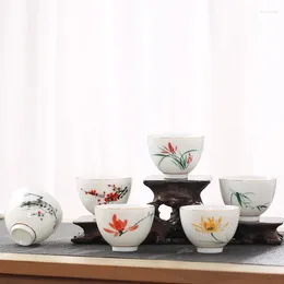 Filiżanki spodki ceramiczne ręcznie malowane małe herbatę nowoczesne proste mistrza mistrza biuro zestaw herbaty ręcznie robiony biały porcelanowy kubek wodny