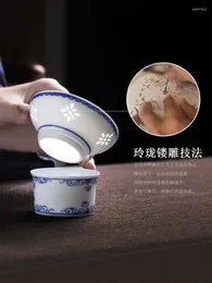 ティーウェアセットJingdezhen Linglong Tea Strainer Hand Painted Porcelain Filter Screen製造デバイスラックの道具