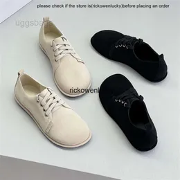 the row shoes The * row cow suede loafers womens lace up lightweight and simple casual matte leather large toe shoes single shoes