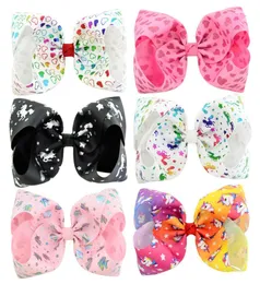 Baby Girl Unicorn Hairpin 8 Design Printed Cartoon Bow Kids Barrettes Baby Headbands Girls Hair Clips 076463609