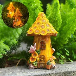 Resin Tree House Solar Decorative Lights Small House Ornaments Outdoor Garden Balcony Patio Path Decorative Lawn Lights 240322