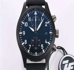 ZF Factory Pilot039S Top Gun Watch Ceramic Mens Watch Swiss 89361 자동 크로노 그래프 기계 고강도 세라믹 케이스 S3615802