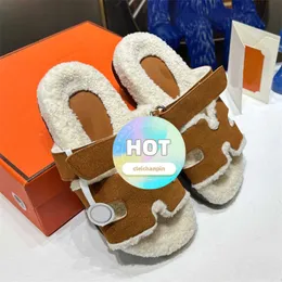 Designer Slippers Second Uncle Hs Wool 2024 Autumn Winter New Lamb Integrated Casual Flat Bottom Warm Velcro LTHL