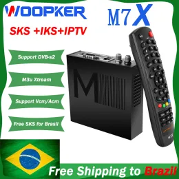 Box 2022 Ny satellitmottagare TV -låda M7X Byggd 2.4G WiFi 1080p DVBS2 VCM/ACM/Stream Support med Brasilien CH SKS Livslängd gratis