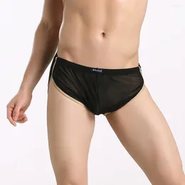 Трусы 8 % моды мужчины сексуальная сетчатая сетка мягкая короткая дышащая спортивное белье Прозрачное мужское черные шорты Скальивание невидимых интимных