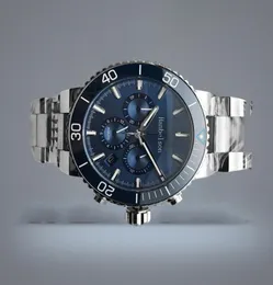 2021 Ceramic Bezel Mens Sport Watches Blue Face VK 63 Quartz Movementwatches Chronograph Watch 46mm Black Date Metal Montre 1821606