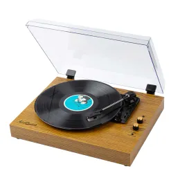 Skivor Vinyl RecordSturntable Retro Record Player Buildin Högtalare Vintage Gramophone 3SPEED BT5.0 AUXIN LINEOUT RCA Output