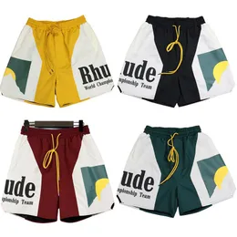 2024 Tasarımcı Erkekler Kadın Rh Limited Rhude Shorts Yaz Yüzmek Kısa Diz Uzunluk Hip Hop High Street Spor Eğitim Plaj Pantolonu Erkek Elastik Bel S-2XL