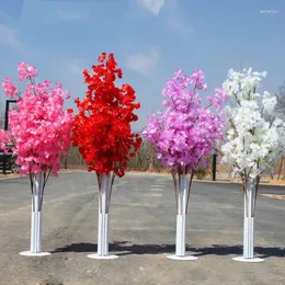 Dekorativa blommor 1,5 m höjd Cherry Blossoms Tree Road Leads Wedding Runner Aisle Column Shopping Malls Öppna dörrdekorationsstativ