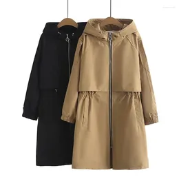 Women's Trench Coats Autumn Jackets Causal Hooded Windbreaker 2024 Famale Basic Long Coat Outwear Women Clothing Gabardina Mujer 5XL