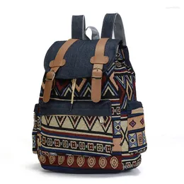 배낭 고품질 여성 캔버스 빈티지 민족 배낭 Bohemian strichbag rugzak 백 팩 가방 가방 Rucksack