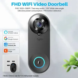 ドアベルビデオドアベルwifiワイヤレスカメラ1080p双方向ビデオインターコムドアスマートライフは、Alexa Google Home H240407とコラボレーションします