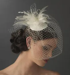 2018 Birdcage Bridal Veils Feather Tulleアイボリーと白い結婚式のブライダルアクセサリーウェディングベール3748870