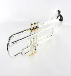 New Arrival MARGEWATE LR197GS Brass Body Silver Plated And Gold Color Bb Trumpet Instruments Carved Trumpet With Mouthpiece6236221