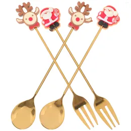Spuoons Christmas Spoon Fork de Festas de Festas de Festa de Tabelas de Talheres Kit de Tobes de Tabelas Cocktail