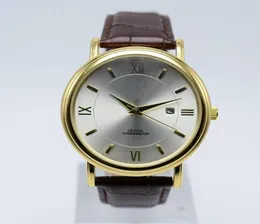 Banda de couro de 40mm quartzo de luxo date de luxo masculino designer assistir casual redonda de ouro de ouro