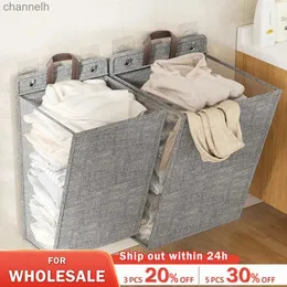 Storage Baskets 1 foldable adhesive laundry basket dispenser multifunctional punch no wall hanging net hook organizer yq240407