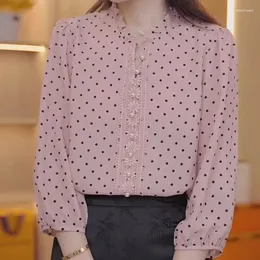 Женские блузки розовая кружевная лостовая пэчворчатая рубашка 3/4 рукава с оболочкой блузка Осень Летняя Топ модный топ