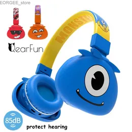 Cell Phone Earphones 85dB Monsters Wireless Headphones with Micrphone Boy Kids Cute Girls Stereo Music Bluetooth Headsets protect Children Model Gift Y240407