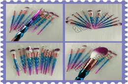 Nyaste Rainbow Diamond Makeup Brushes Set 12st Colorful Brush Powder Cream Foundation Eyeshadow Cosmetic Brush Professional Beaut5599471