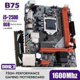 Płyty główne Atermiter B75 Zestaw płyty głównej z rdzeniem i5 2500 1 x 8GB = 8GB 1600 MHz DDR3 Pamięć Ułóż Uszkodność USB3.0 SATA3