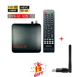 Box Hellobox 8 Neue Version Satellitenempfänger DVBT2 DVBS2 Combo TV Box Twin Tuner Support TV spielen Sie auf dem Telefonsatz Top Box