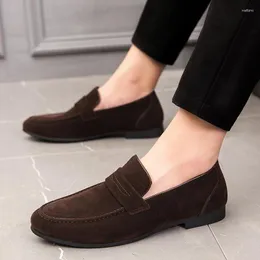 Sapatos casuais Spring Genuine Leather Suede Loafer Mens Soft Trends Nightclub Business Dating Supoty Party Party