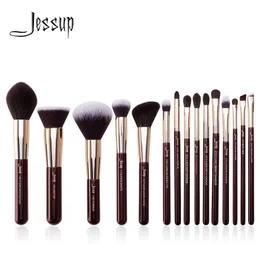 Jessup Makeup Brushesセット15pcsプロフェッショナルブラシパウダーアイシャドウライナー基礎zinfandelgolden 240403