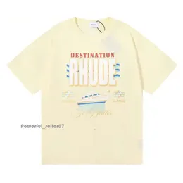 Rhude Shirt Ins Het Spring Summer TシャツアメリカンラグジュアリーrhudesスケートボードメンズデザイナーTシャツ女性男性カジュアルグッドルーデスTシャツ8217