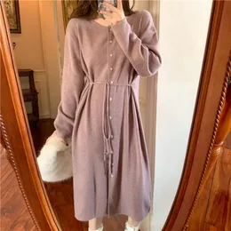 autumn and winter longsleeved temperament inner wear long skirt women knitted dress primer pregnant sweater skir 240326