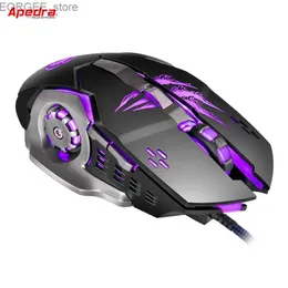 Möss Apedra Macro Wired Gaming Mouse Gamer 6 knappar Mekanisk design USB Optisk datormusspelmöss för PC Desktops Laptop A8 Y240407