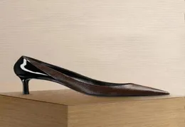 Women pumps luxury designer sandal slip on pointed woman brand shoes slingback sandals brown genuine leather high heels Cherie 3424433243