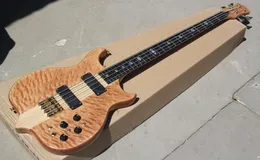 New 4 strings Ebony Fingerboard Electric Bass Guitar with Tiger Flame Maple veneerGolden hardwareoffer customize8462776