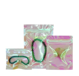 Clear Rainbow Jewelry Packaging Zip Lock Plastic Plastic Backing Bracelet Bagelet Bag Bag Resistance MultiSizes Hologra3795961