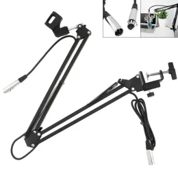 Stand CY35 Metal Adjustable 31.5"/80cm Studio Microphone Arm Stand with Microphone Clip + Table Mounting Clamp + 2.5m Audio Cable