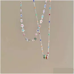 Colares pendentes Colar de flores com miçangas coloridas para o estilo de verão feminino com jóias de entrega de corrente de colarinho pingentes de jóias dh7sa