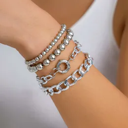 Catena multistrato esagerata con una catena multistrato impilata con un bracciale bracciale bracciale personalizzato a sfera geometrica di nicchia