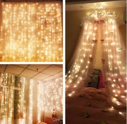 98 × 98 قدم الستار Icicle Fairy Lights 310 LED 8 أوضاع للديكور هدية زفاف السرير مظلة حديقة Patio8019035