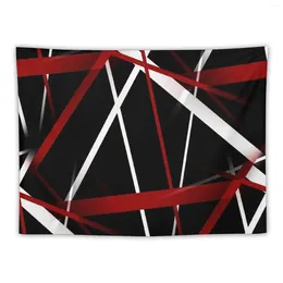 Гобелена бесшовные абстрактные красные и белые линии на черном рисунке.