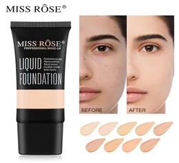 Miss Rose Base Face Liquid Foundation 크림 전체 커버리지 컨실러 오일 컨트롤 쉬운 부드러운 페이스 메이크업 파운데이션 7969144