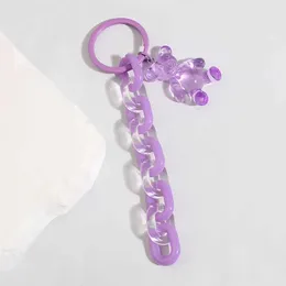 Keychains Lanyards Cute Keychain Acrylic Plastic Link Chain Key Ring Resin Bear Chains Friendship Gifts For Women Girls DIY Handmade Jewelry Q240403